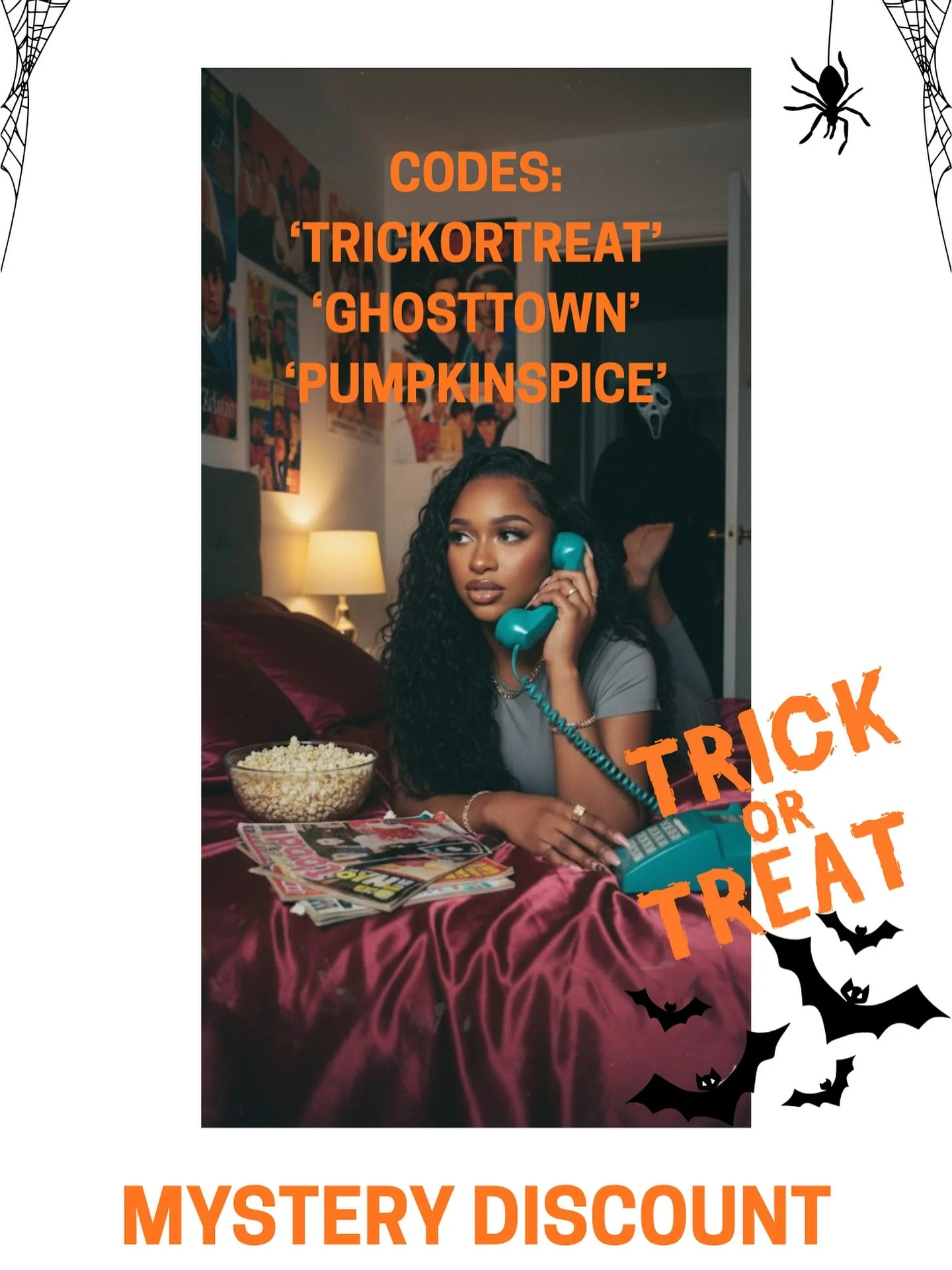 🎃👻 MYSTERY DISCOUNT ALERT! 👻🎃
Something spooky is happening at ITSHER.Aesthetics &amp; Lashes this Halloween&hellip; 💀✨
Use one of our mystery codes at checkout and reveal your surprise discount!
Will it be a trick&hellip; or a treat? 😏

💌 Ent