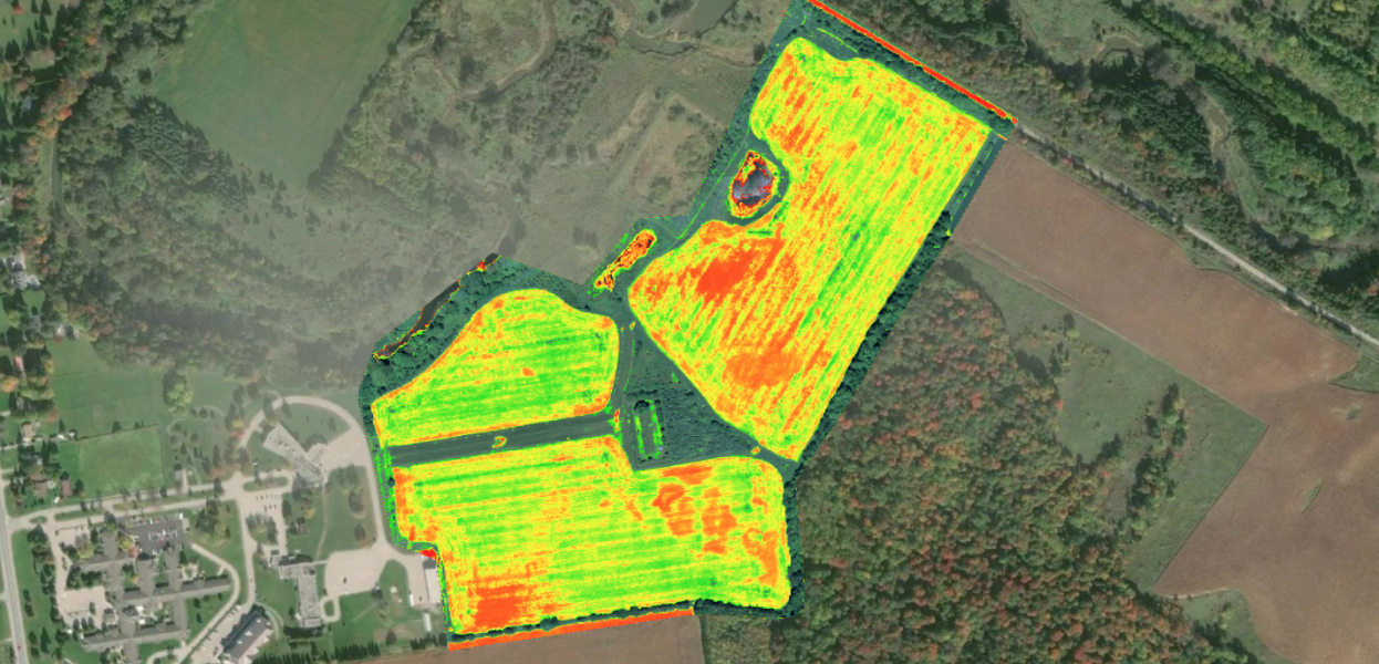 Image of field from above with multispectral indices