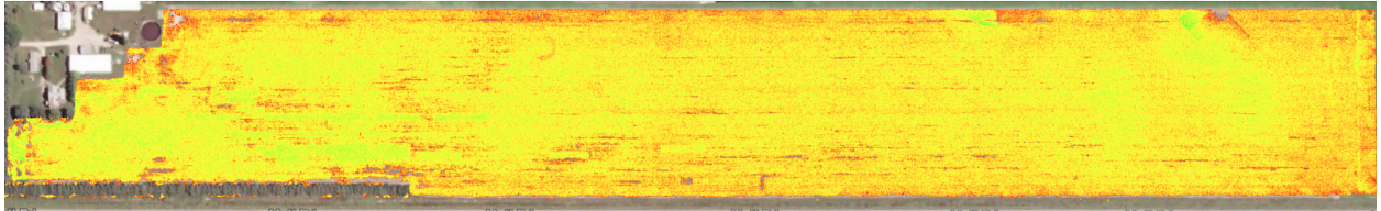 Image of corn field from above with early signs of tar spot