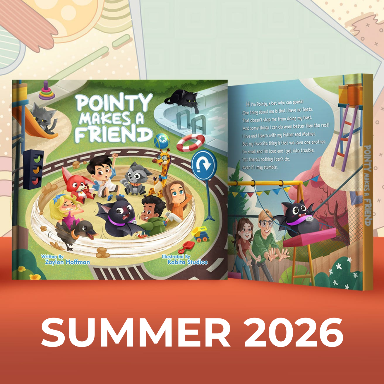 Pointy Makes a Friend book cover. This book will release in Summer 2026.