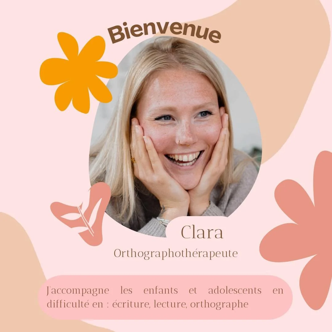 Apr&egrave;s plusieurs mois d&rsquo;accompagnement au cabinet, il est temps de me pr&eacute;senter r&eacute;ellement 🌸

Je m&rsquo;appelle Clara, je suis orthographoth&eacute;rapeute et passionn&eacute;e par les apprentissages.

Chaque jour, j&rsquo