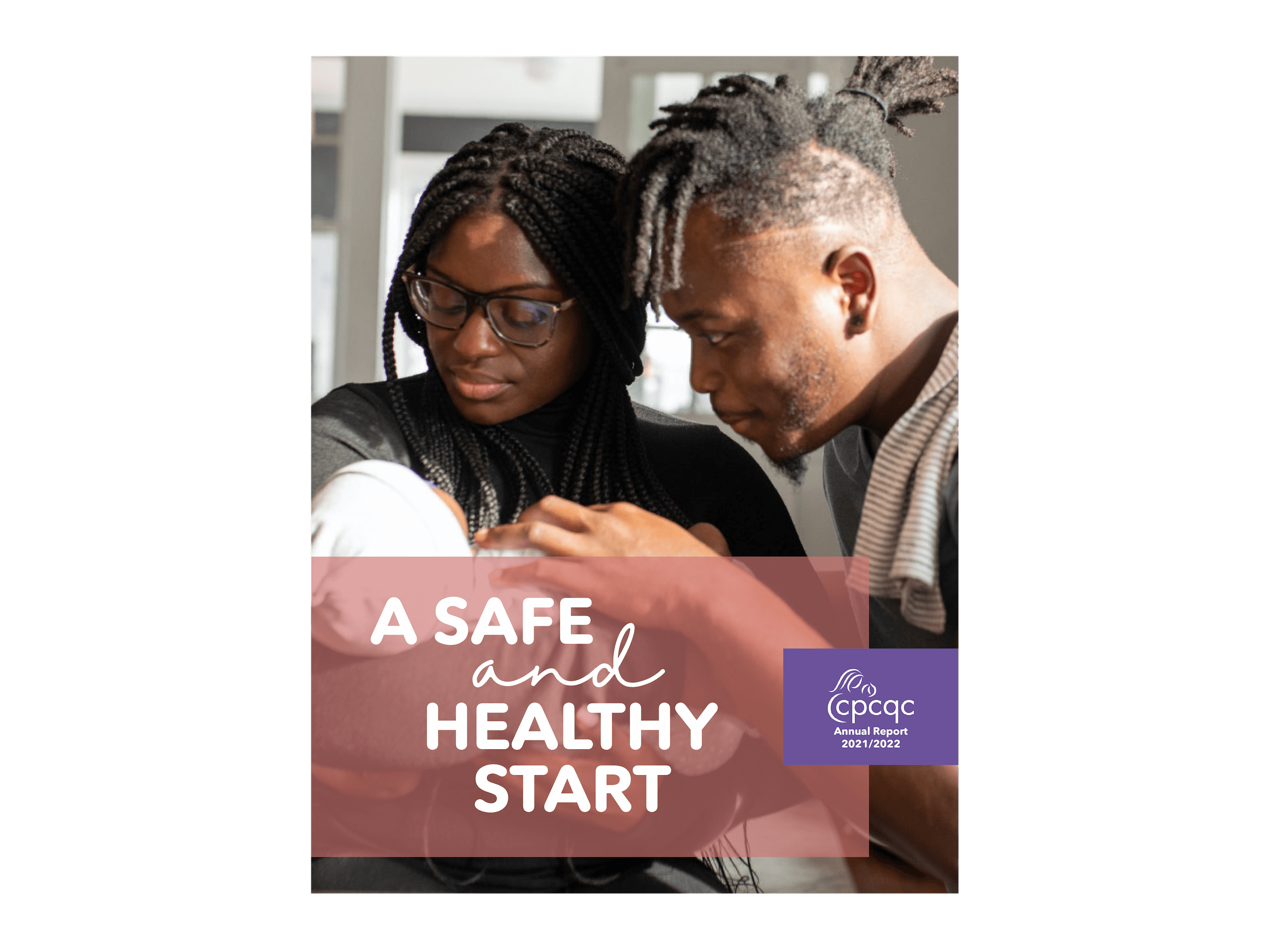 Marketing material for Colorado Perinatal Care Quality Collaborative with a woman, man, and an infant. 