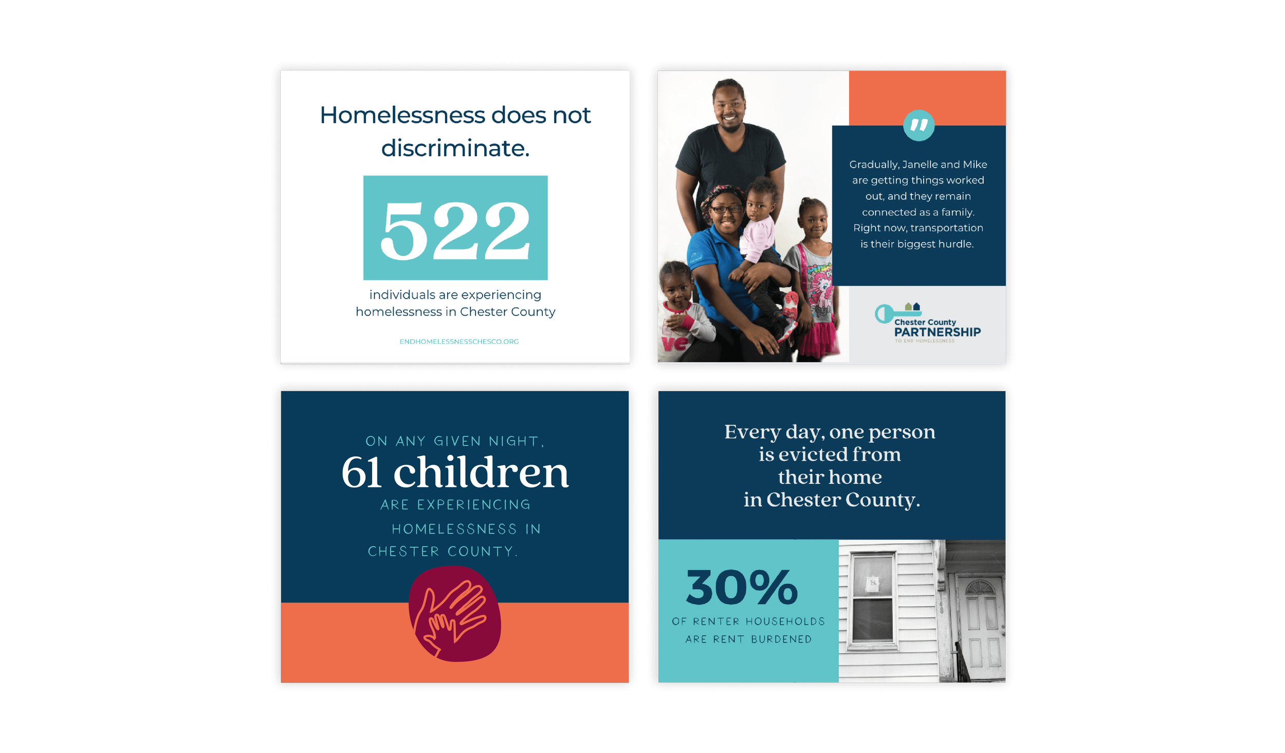 Social media posts for Chester Country Partnership to End Homelessness