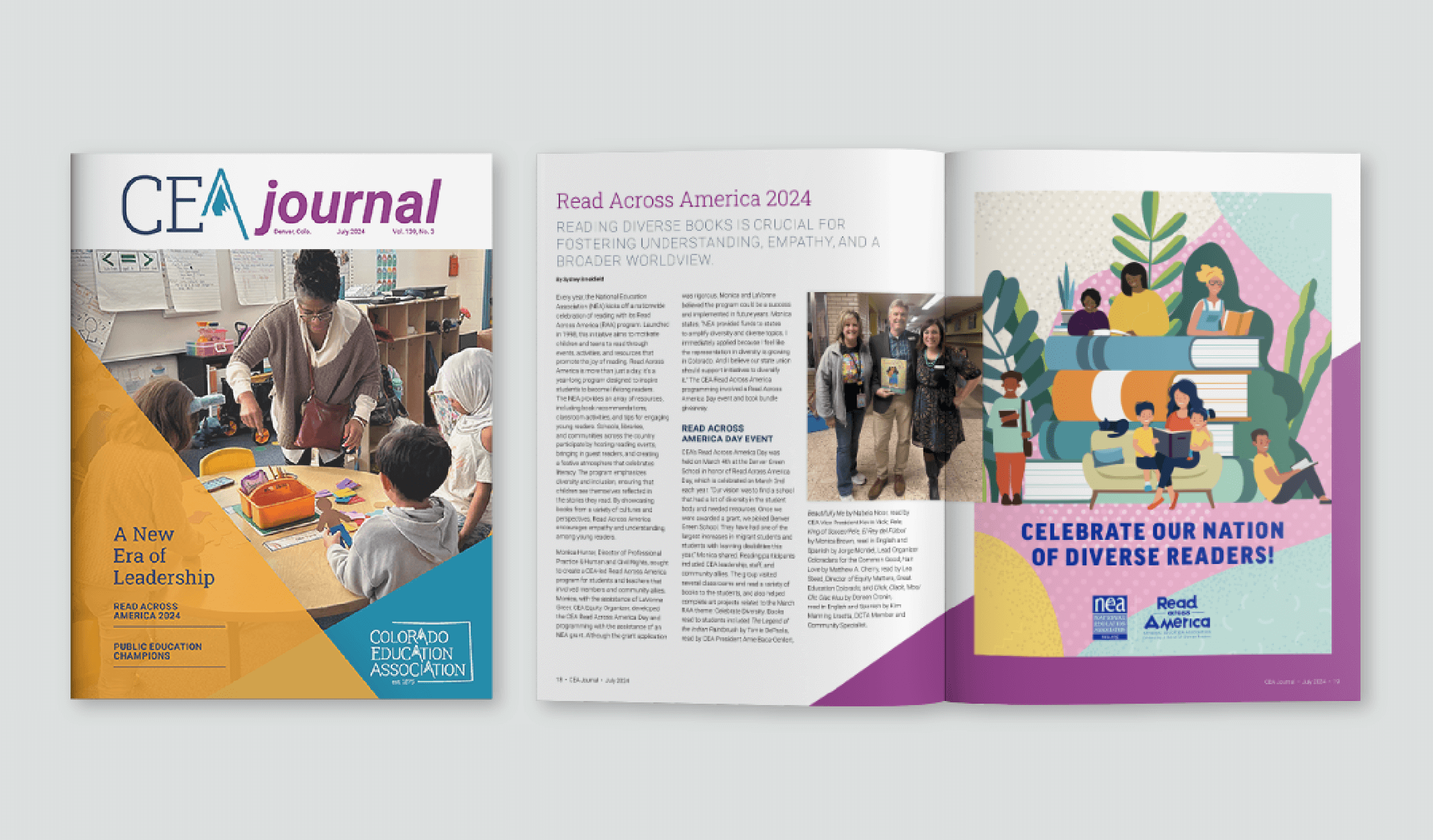 Magazine journal layout for Colorado Education Association