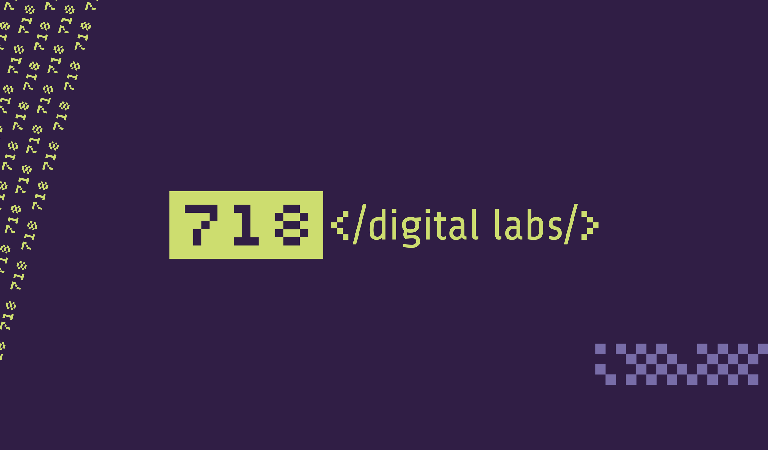 718 Digital Labs logo displayed on a dark purple background with bright green pixel-style typography, reflecting a modern, tech-focused brand identity.