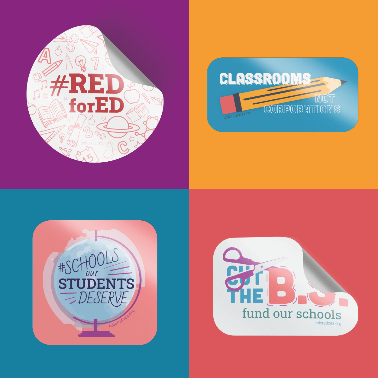 Sticker designs for Colorado Education Association