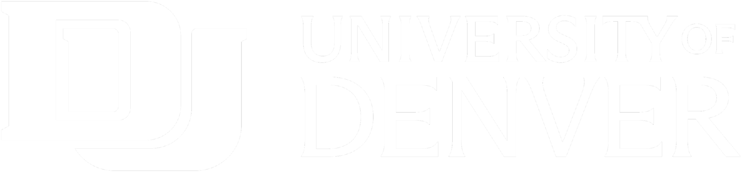 Logo of University of Denver with stylized letters U and D