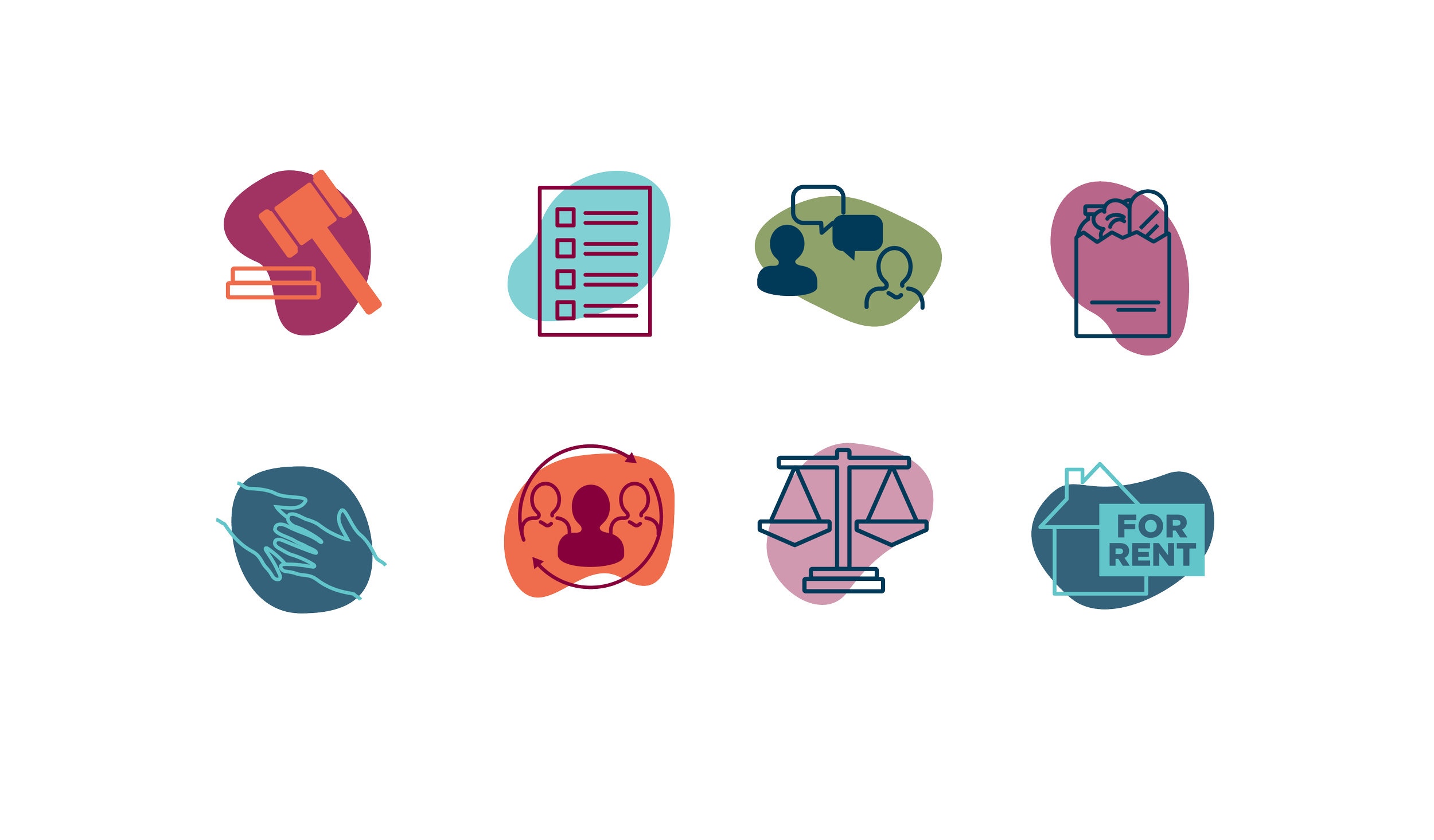 Colorful icon set 2 for Chester Country Partnership to End Homelessness