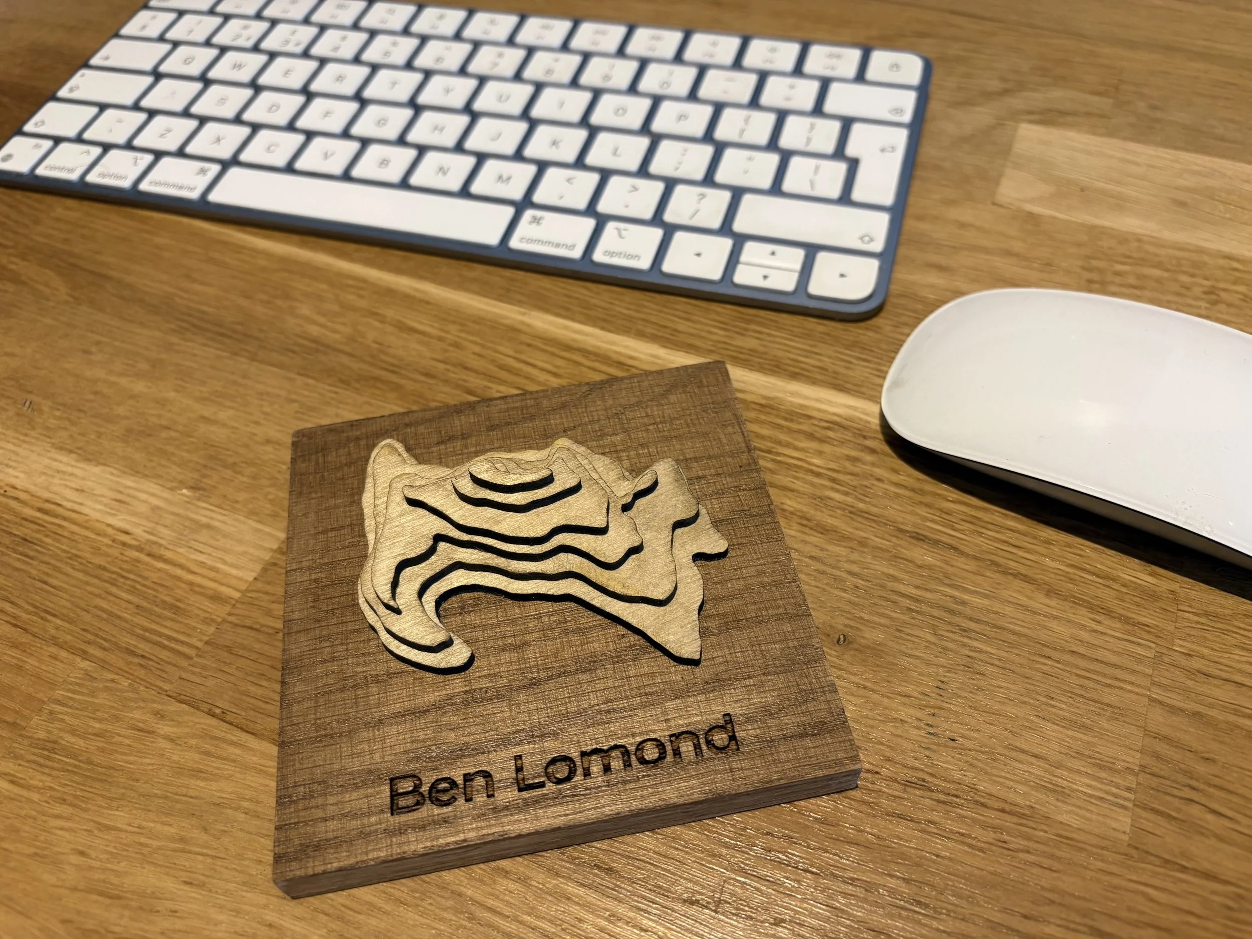 Personalised 3D Wooden Hill Map, Layered Contour Wall Art, Any Mountain (Engraved Name)