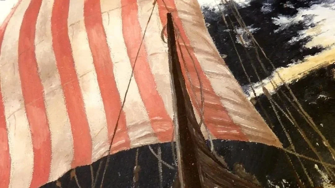 viking ship oil painting