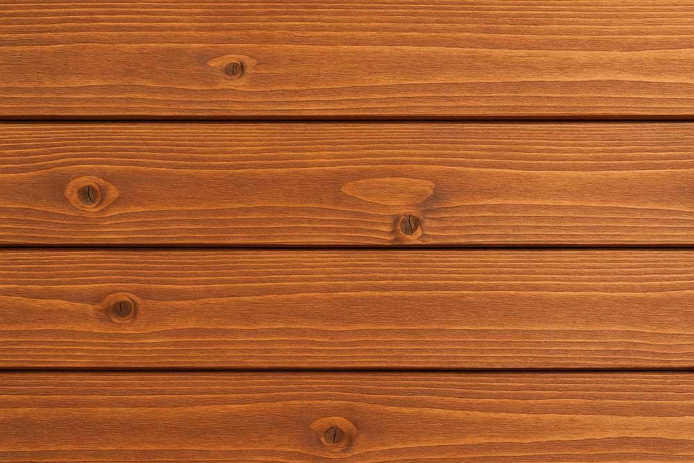 Close-up of a wooden wall with horizontal planks and visible wood grains and knots.