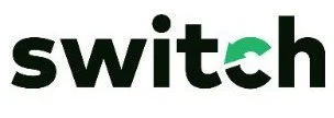 Switch logo in black and green with a stylized arrow inside the 'c'
