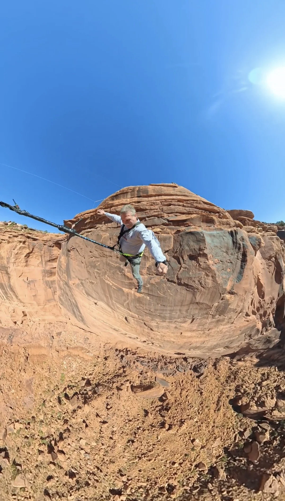 Jumping off a 500' cliff with Moab Swingers Rope Swing.