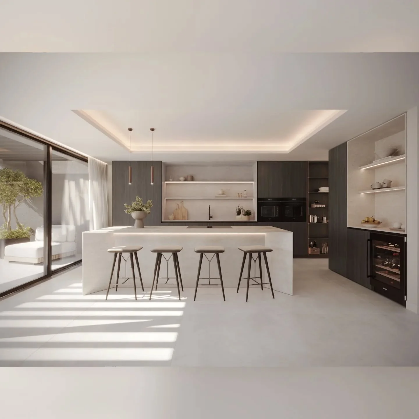 9 Partridge Walk | Kitchen 

Not long until we have some finished photos of this (@jigsawinteriorarchitecture are dressing Plot 1 in January). Until then, CGI by @strive_cgi. Designed and installed by @hub_interiors. 👏

Leicht kitchen with a hidden 