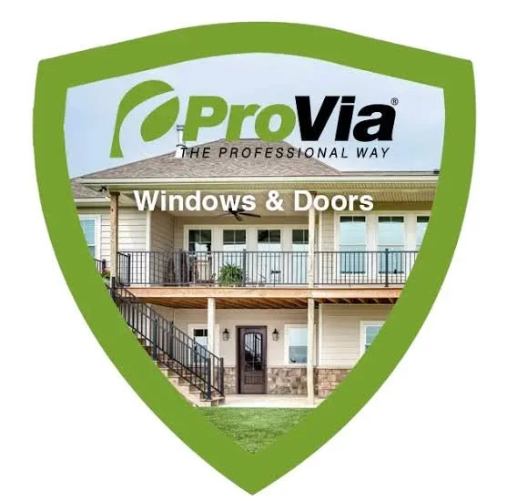 ProVia logo with the text 'The Professional Way' and a shield-shaped graphic featuring a house with windows, doors, and a front porch.