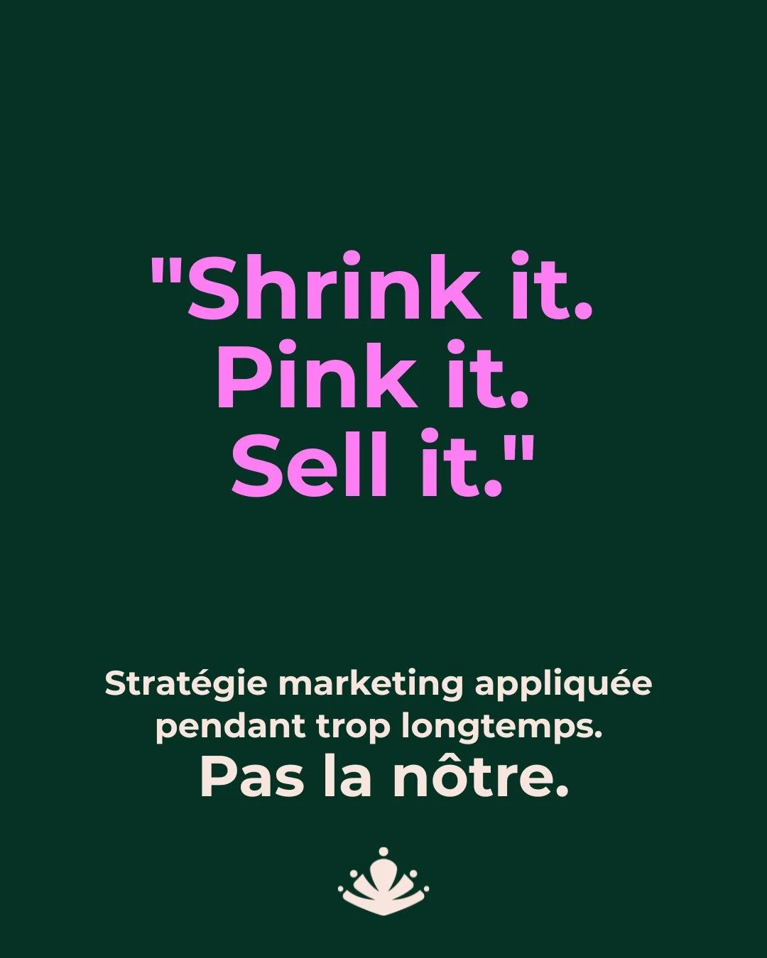 &laquo; Shrink it and pink it. &raquo; 🌸

En marketing, c&rsquo;est une vraie strat&eacute;gie. Traduction litt&eacute;rale : "Prends l&rsquo;&eacute;quipement des mecs. R&eacute;tr&eacute;cis-le. Fous-y du rose. Et vends-le aux femmes."

