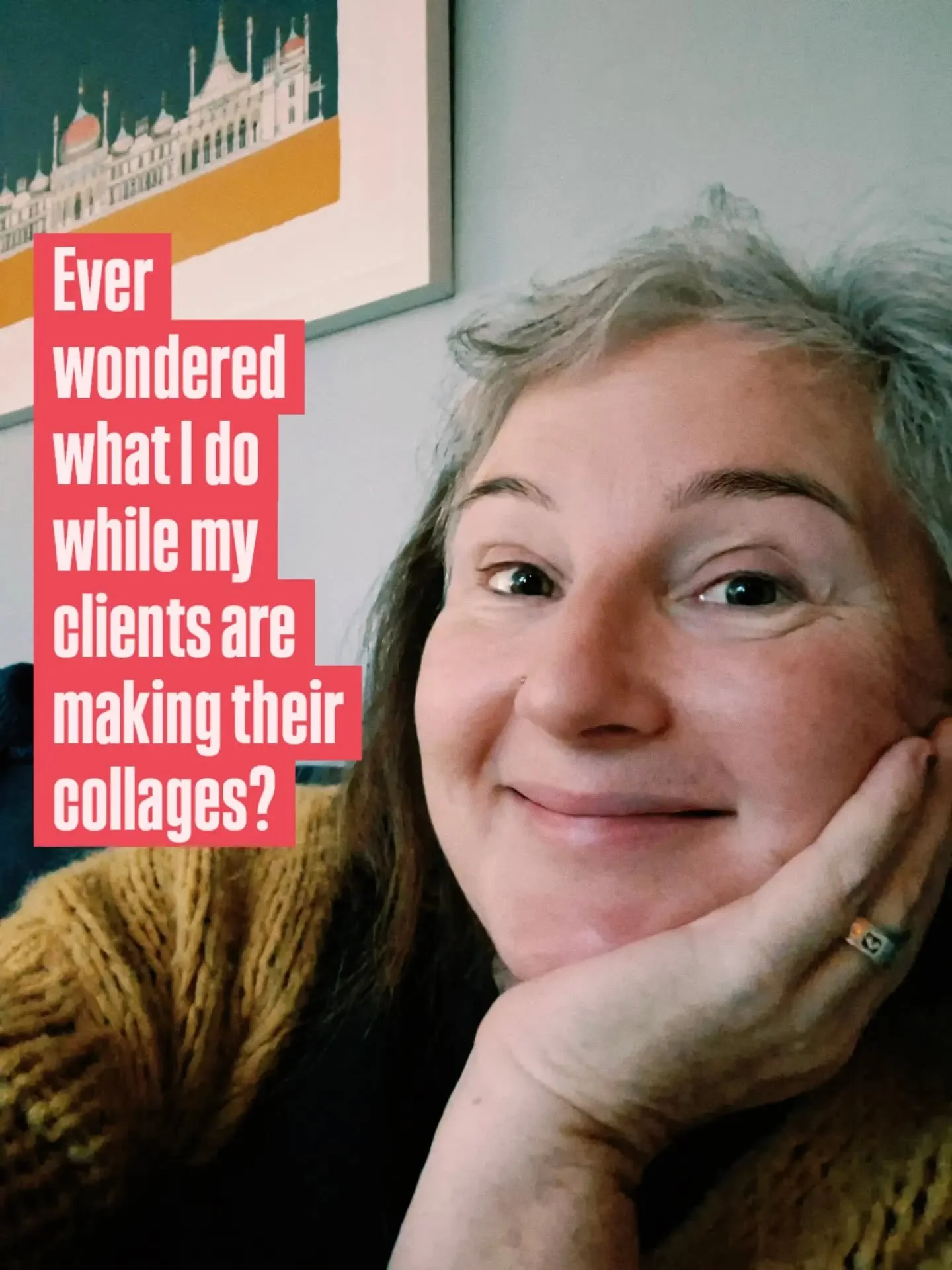 ✂️ I co-create alongside my clients while they gather their images and arrange their collages. 

✂️ I like to think of it as companionable support.

✂️ We quietly create alongside each other, listening to music, focused on what we're individually doi