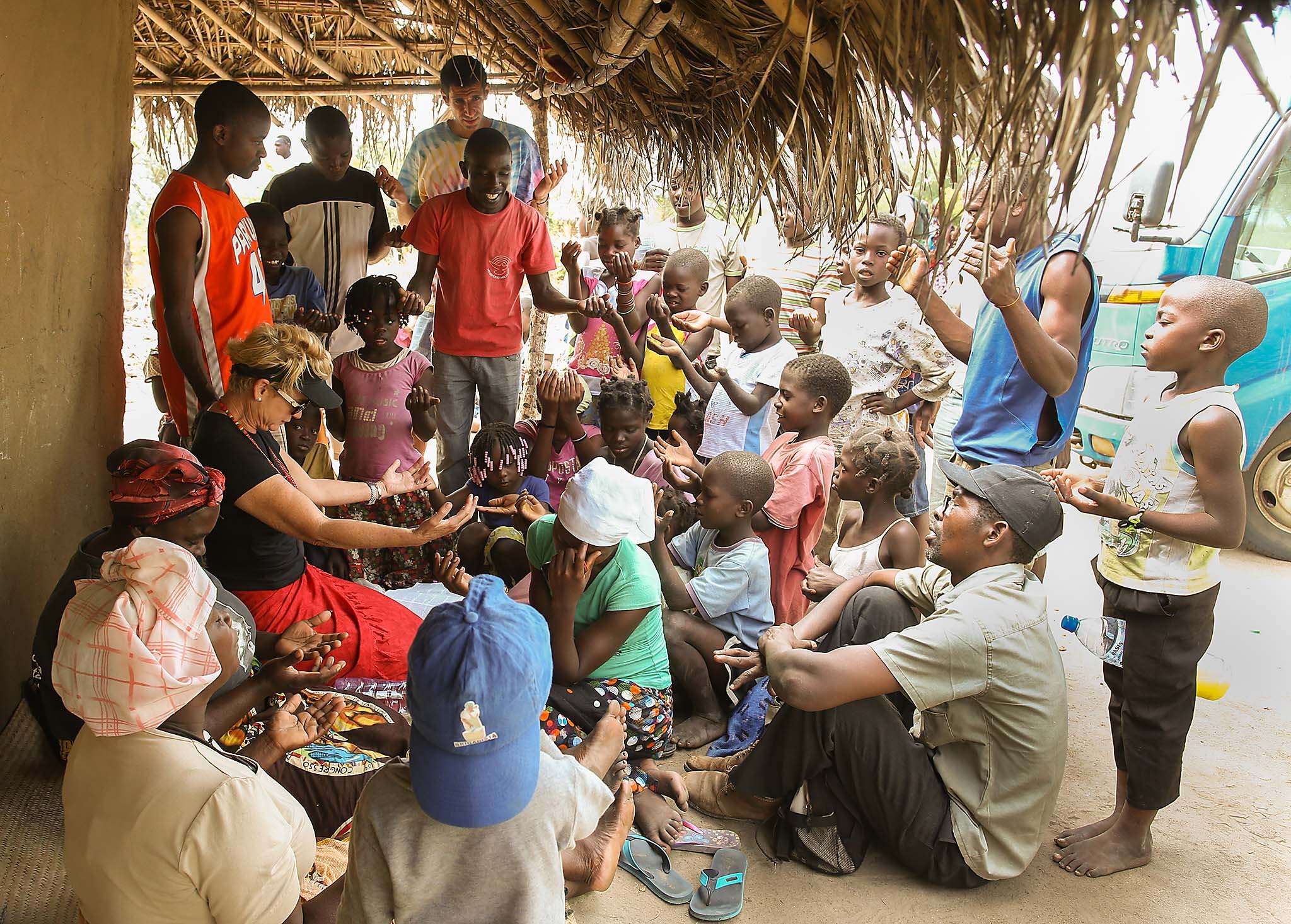 Heidi in her natural habitat, leading villagers to Jesus