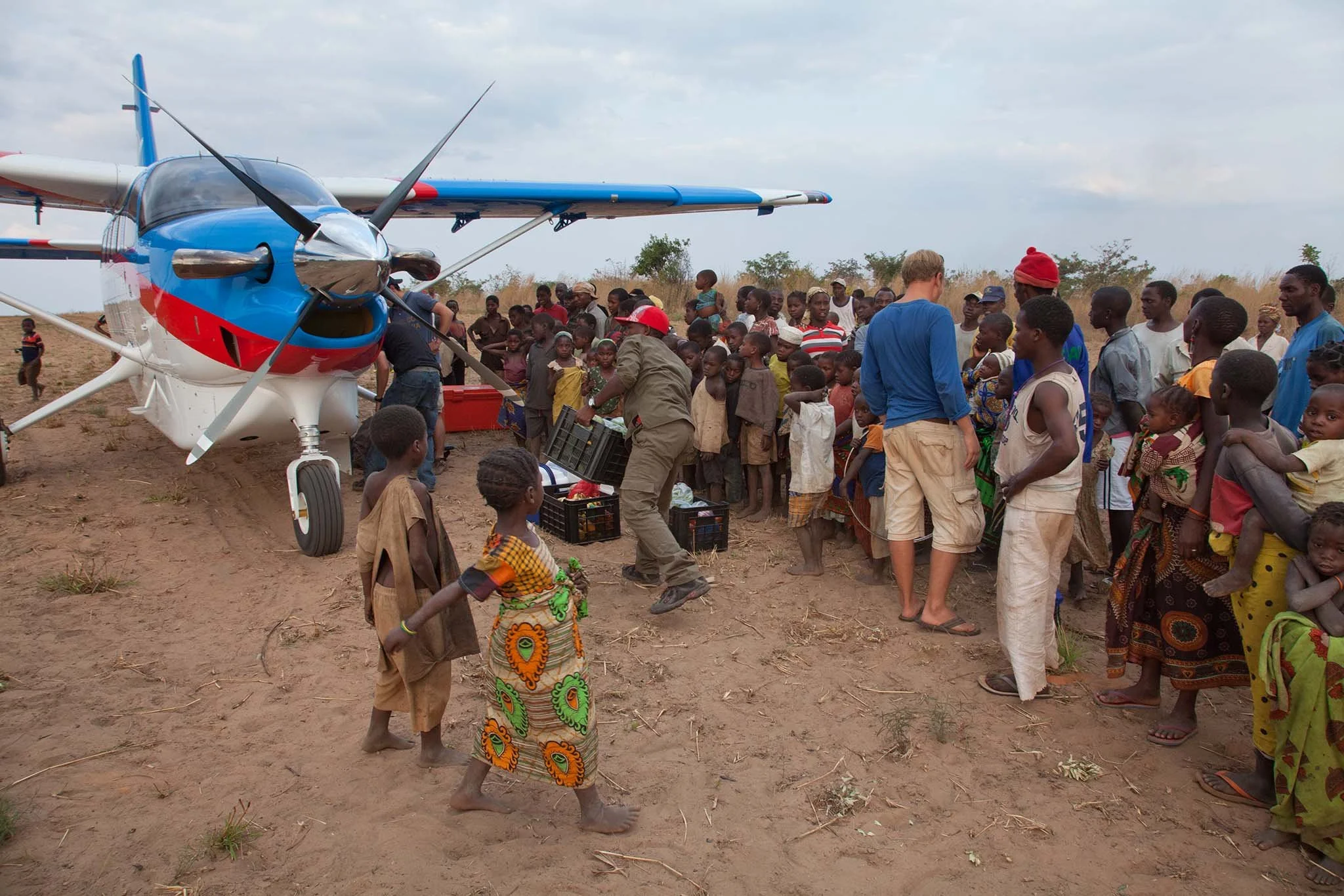 Unloading our Kodiak before transfixed local villagers