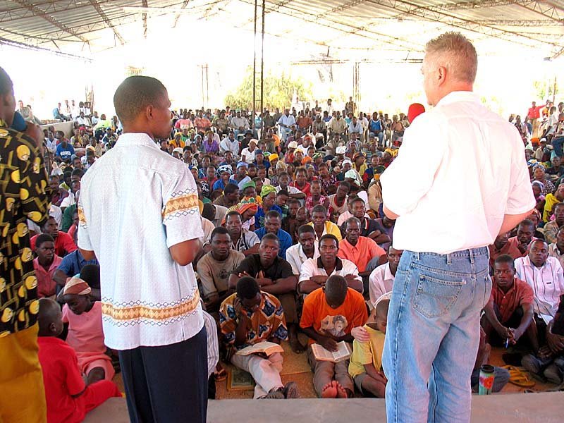 Randy Clark addressing our graduating pastors at our Pemba Bible school and center. These are ex-Moslems, now filled with the power and joy of the Holy Spirit!