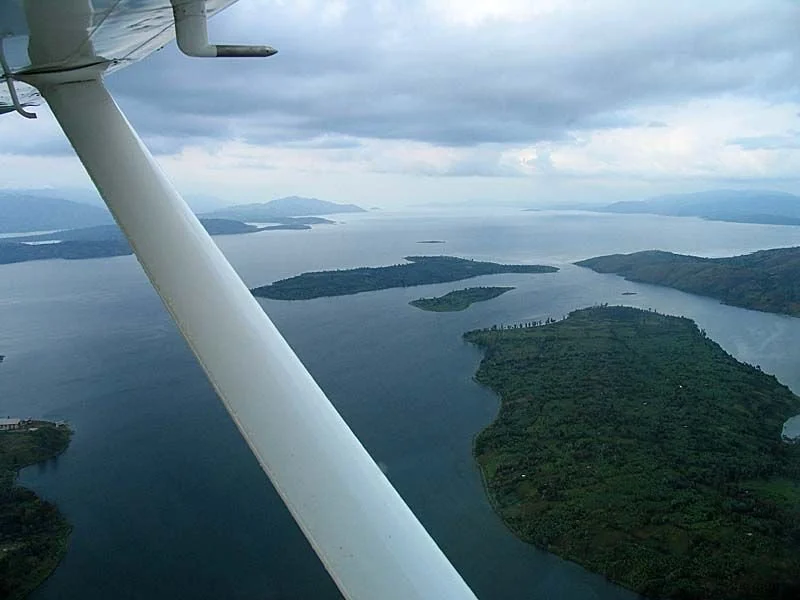 Departing Bukavu out over Lake Kivu