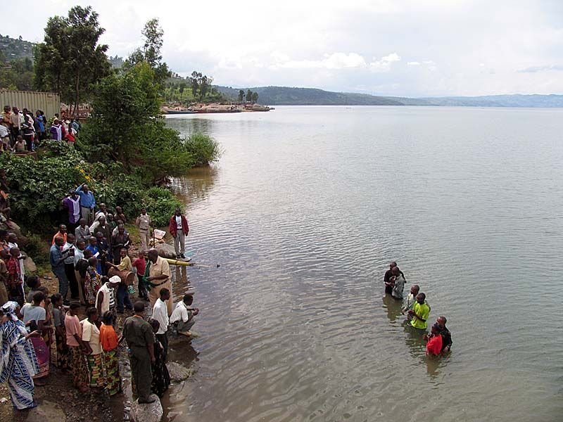 Baptism at the lakeside in Bukavu