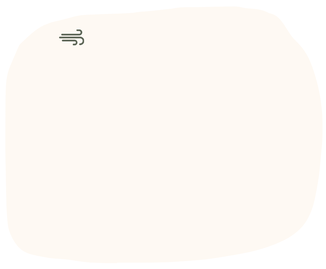 A minimalist illustration of a rounded, off-white rectangle with a small, stylized wind symbol in the top left corner.
