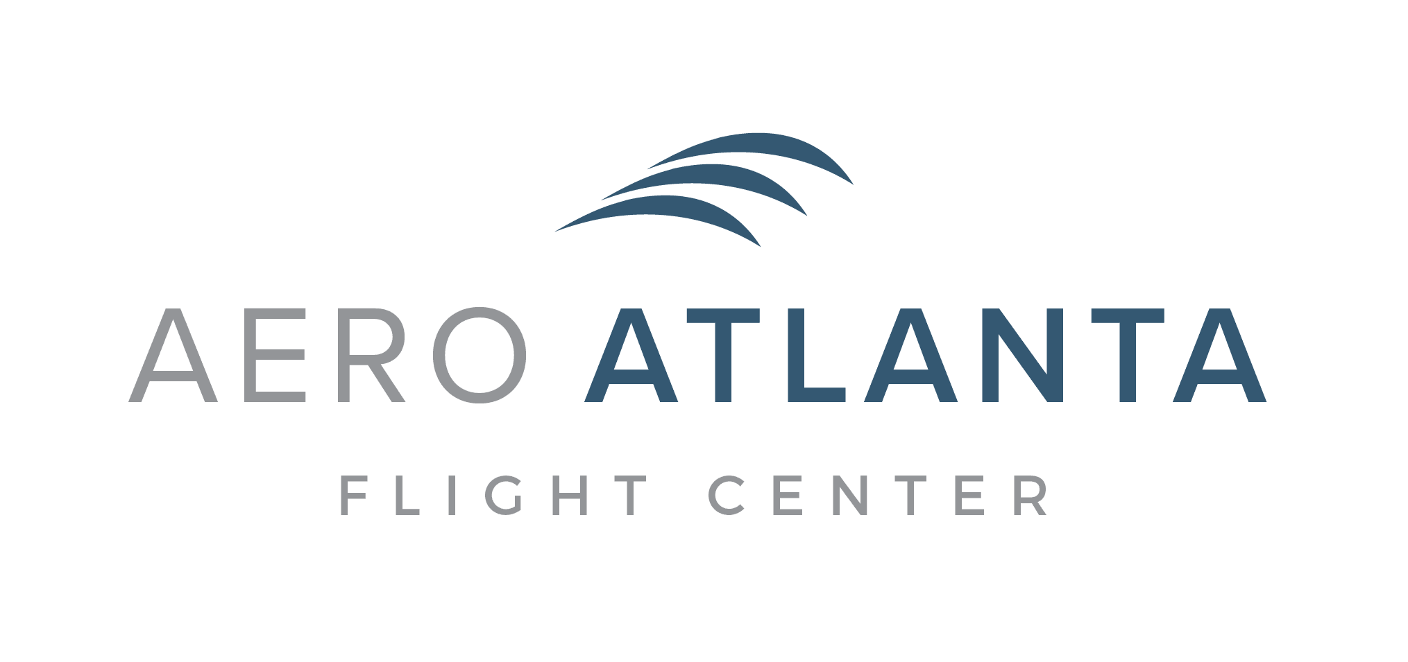 Logo of Aero Atlanta Flight Center with stylized blue wings above the text.