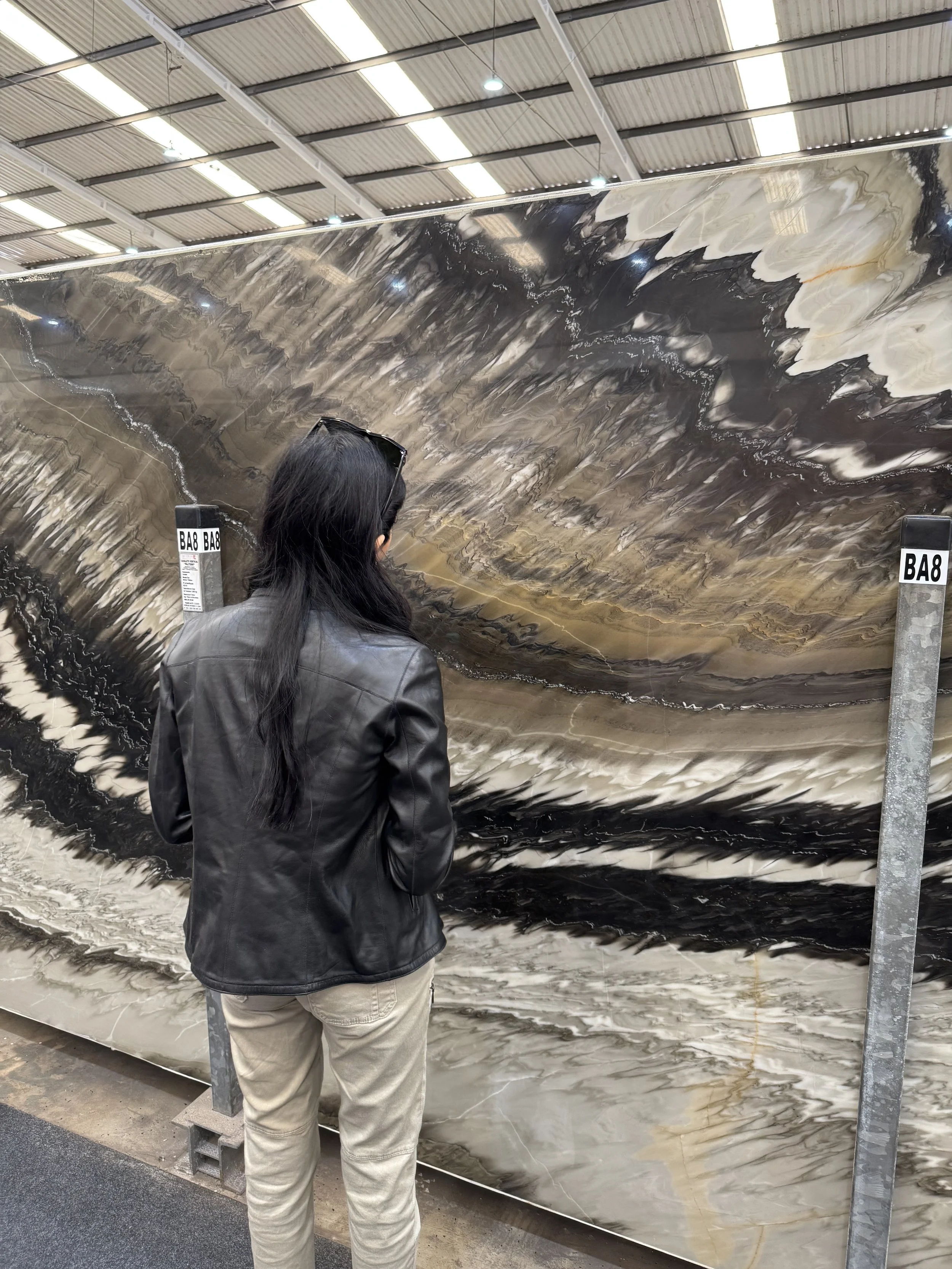 Girl looking at cool slab