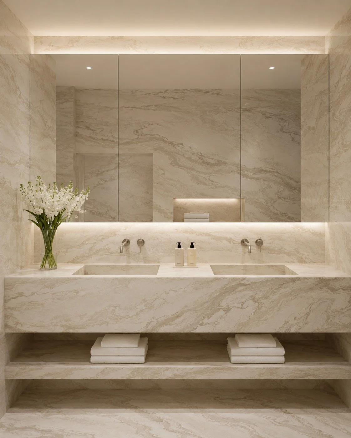 warm marble in bathroom