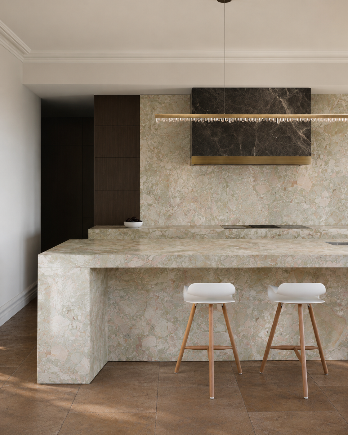 green marble kitchen