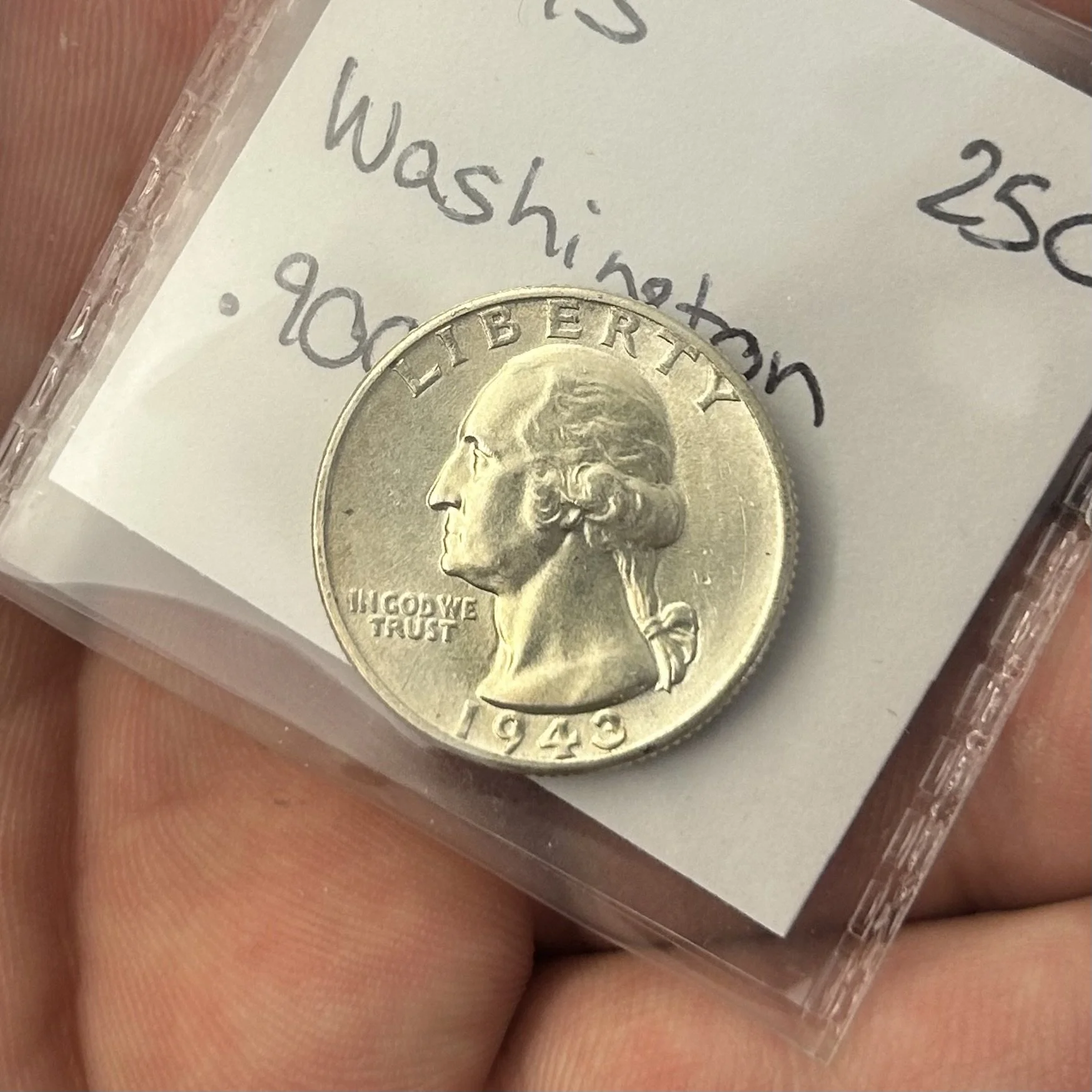 1943 Washington Quarter 25C Coin Made of Silver