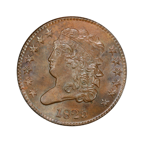 coin showing 1825 Classic Head Half Cent