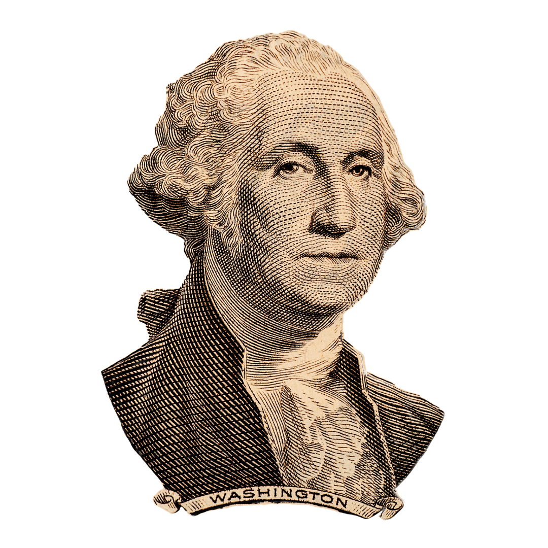 George Washinton's bust from the U.S. one dollar $1 bill banknote