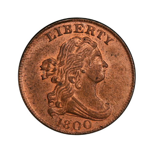 coin dated 1800 Draped Bust Half Cent