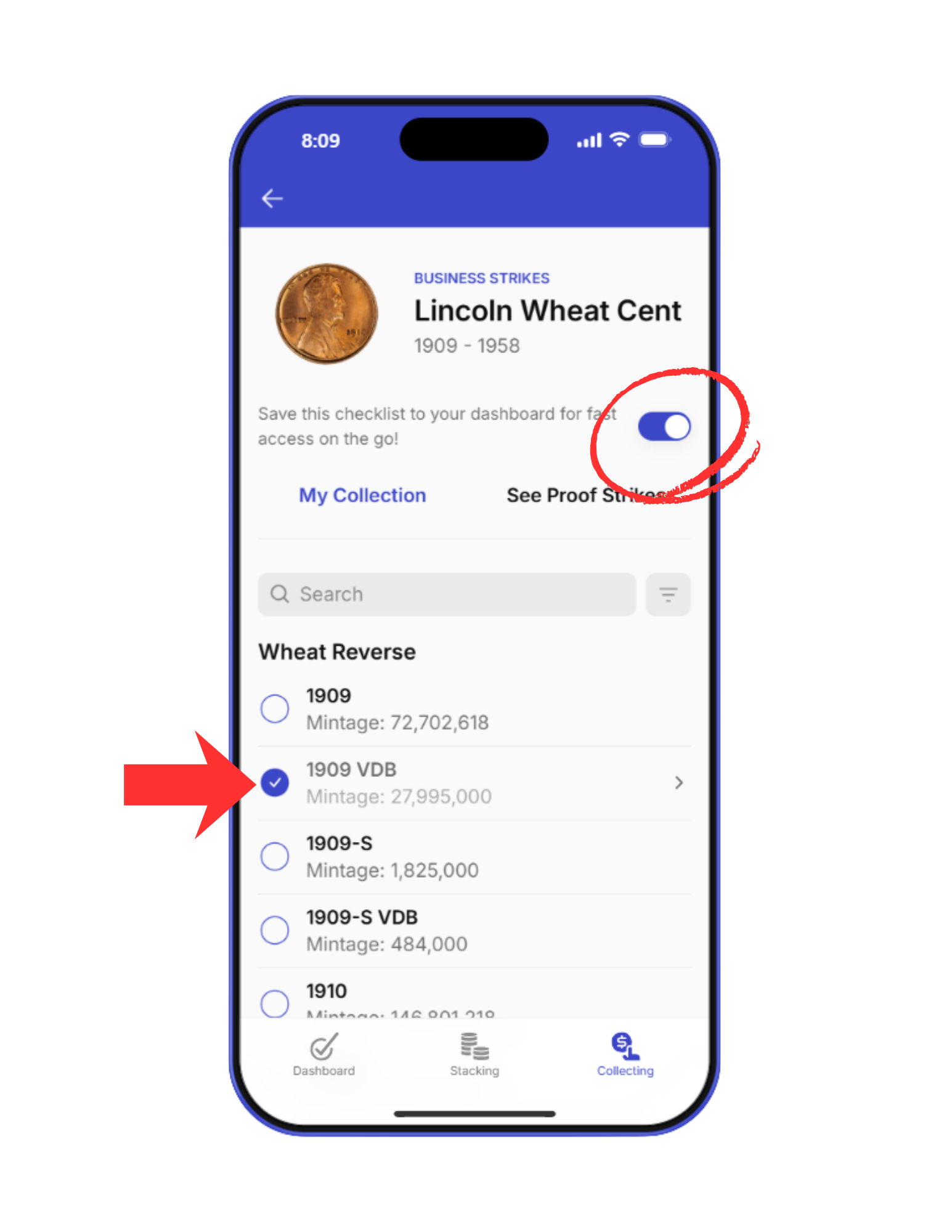 image of a coin collection on a phone screen