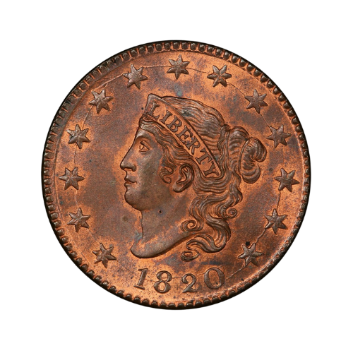 1820 Coronet Head Large Cent obverse