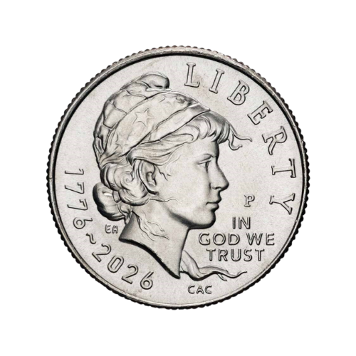 coin with 1776 - 2026 with liberty pictured in god we trust