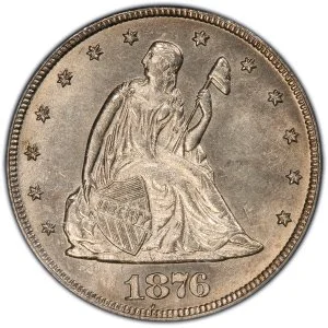 1876 rare twenty cent U.S. coin obverse