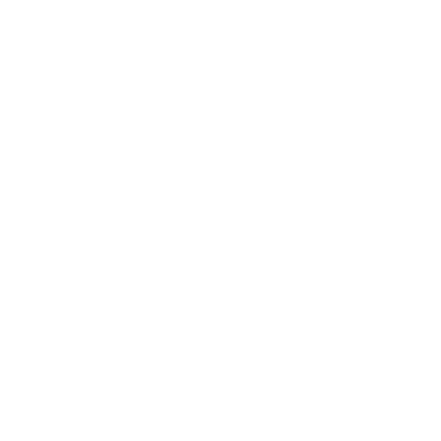 Abstract white icon of a circular formation with three stylized leaves or petals.