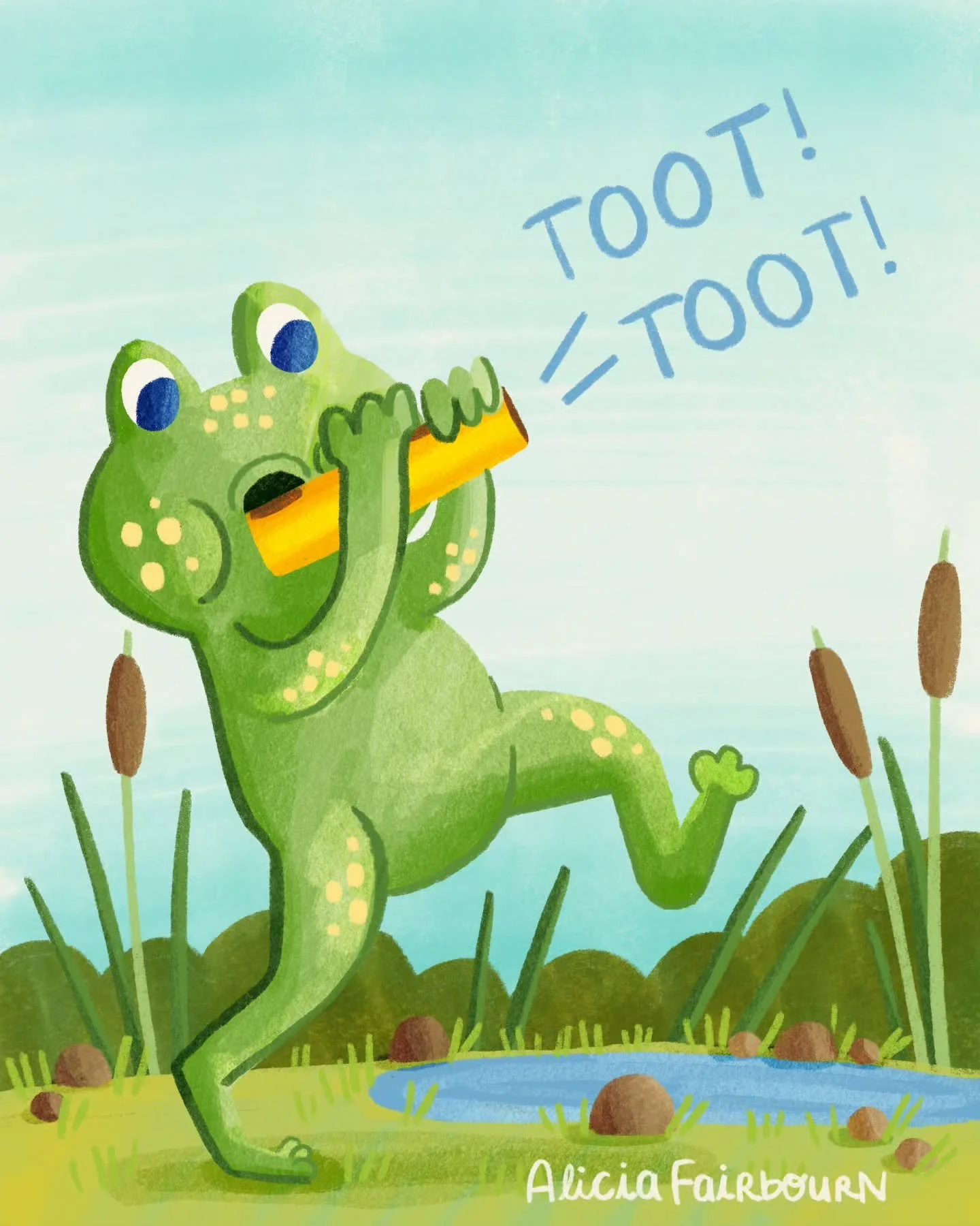 Day 17 prompt: whistle

#peachtober25whistle #peachtober25 #peachtober25day17 #whistle #frog #cutecharacter #womenwhoillustrate #creative #illustration #kidlitart #draweveryday #dailyartchallenge