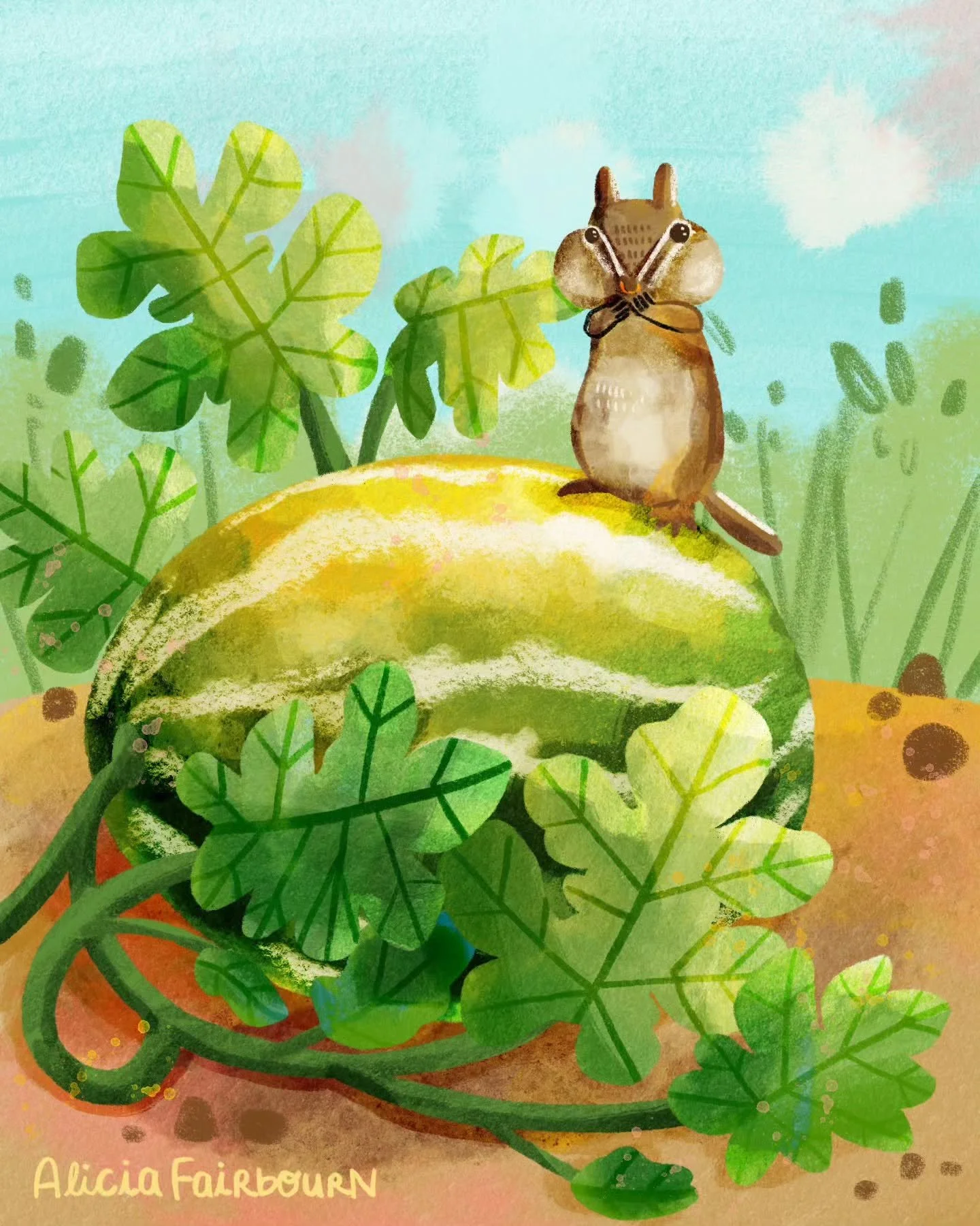 Day 19 prompt: melon

The chipmunk is goofy looking haha but I didn't have the heart to change him. I love his goofiness ❤

#peachtober25melon #peachtober25 #peachtober25day19 #melon #chipmunk #watermelon #illustration #womenwhoillustrate #creative #
