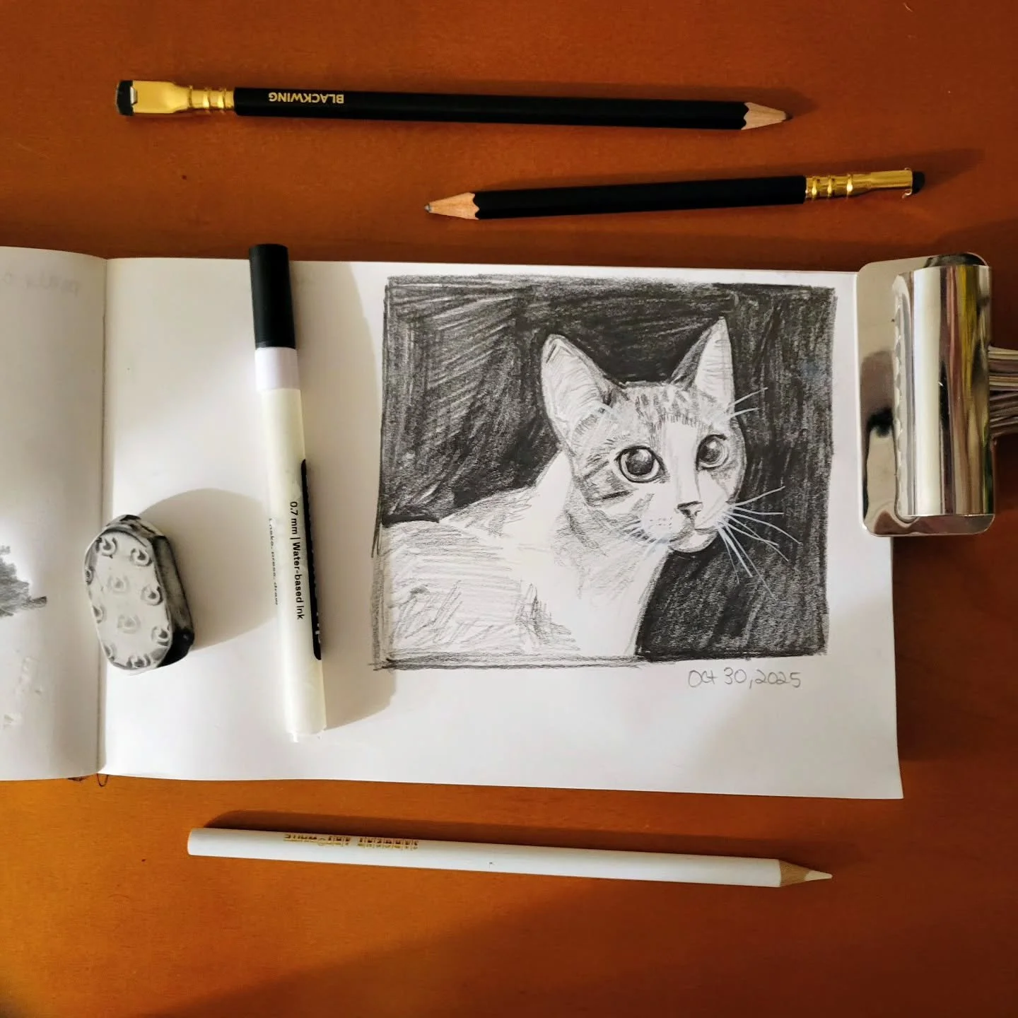 Day 30 prompt: whisker

I needed a change today so I busted out my blackwing pencil and drew this kitty in graphite. Drawing is so cool 😎 

#peachtober25whisker #peachtober25 #peachtober25day30 #catdrawing #womenwhoillustrate #creative #dailyartchal