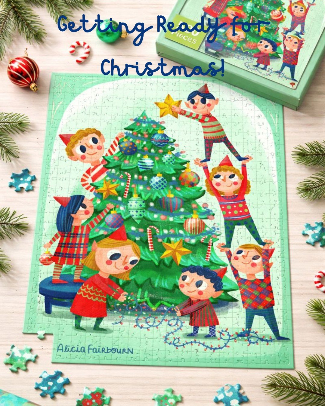 🎄🧩✨ Swipe for a puzzle-perfect holiday scene ✨🎁🎄
 This cheerful Christmas illustration is designed to invite cozy moments&mdash;decorating the tree, sharing traditions, and slowing down together. The bright colors and playful characters make it a
