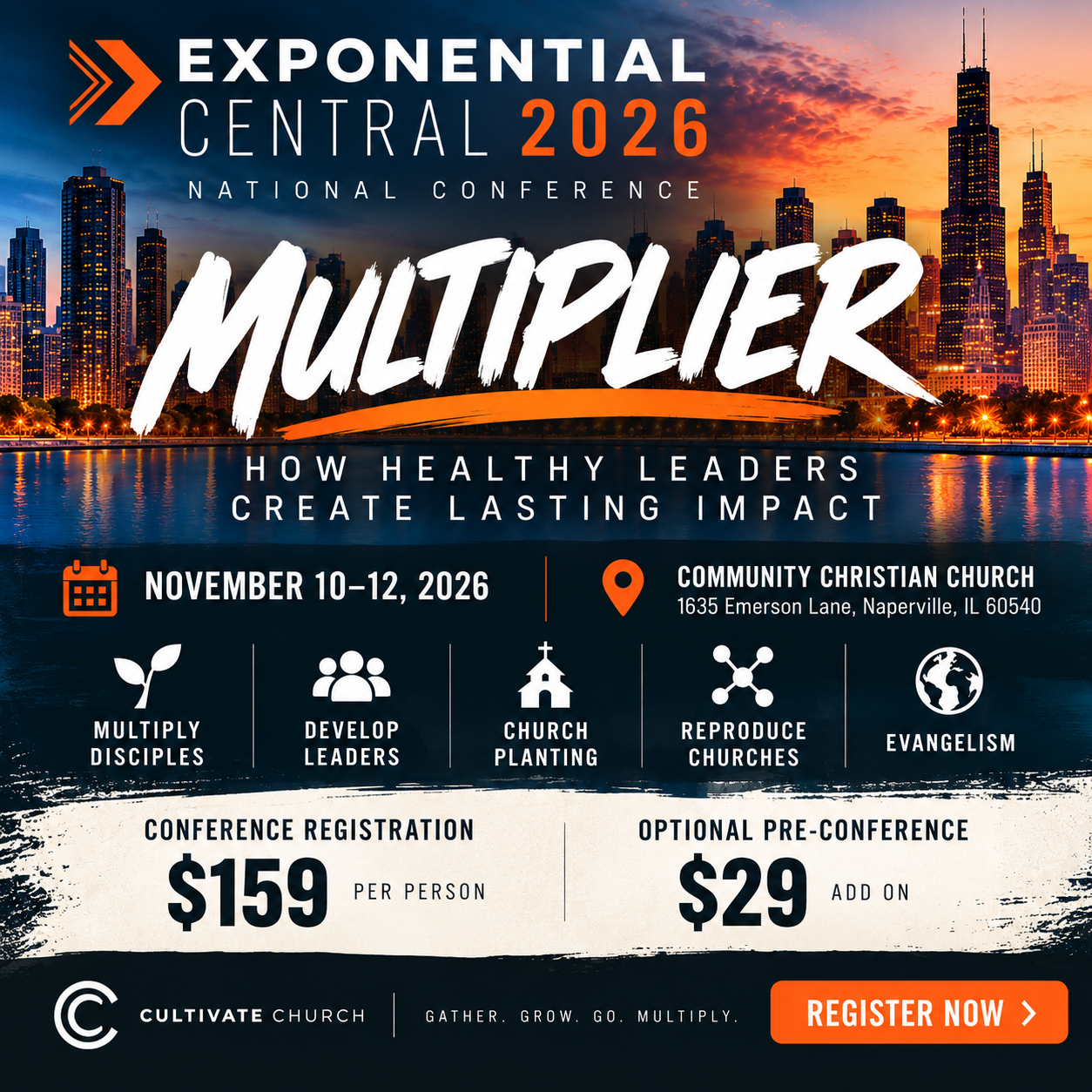 Cultivate Church is heading to Exponential Central 2026 in Naperville, Illinois!