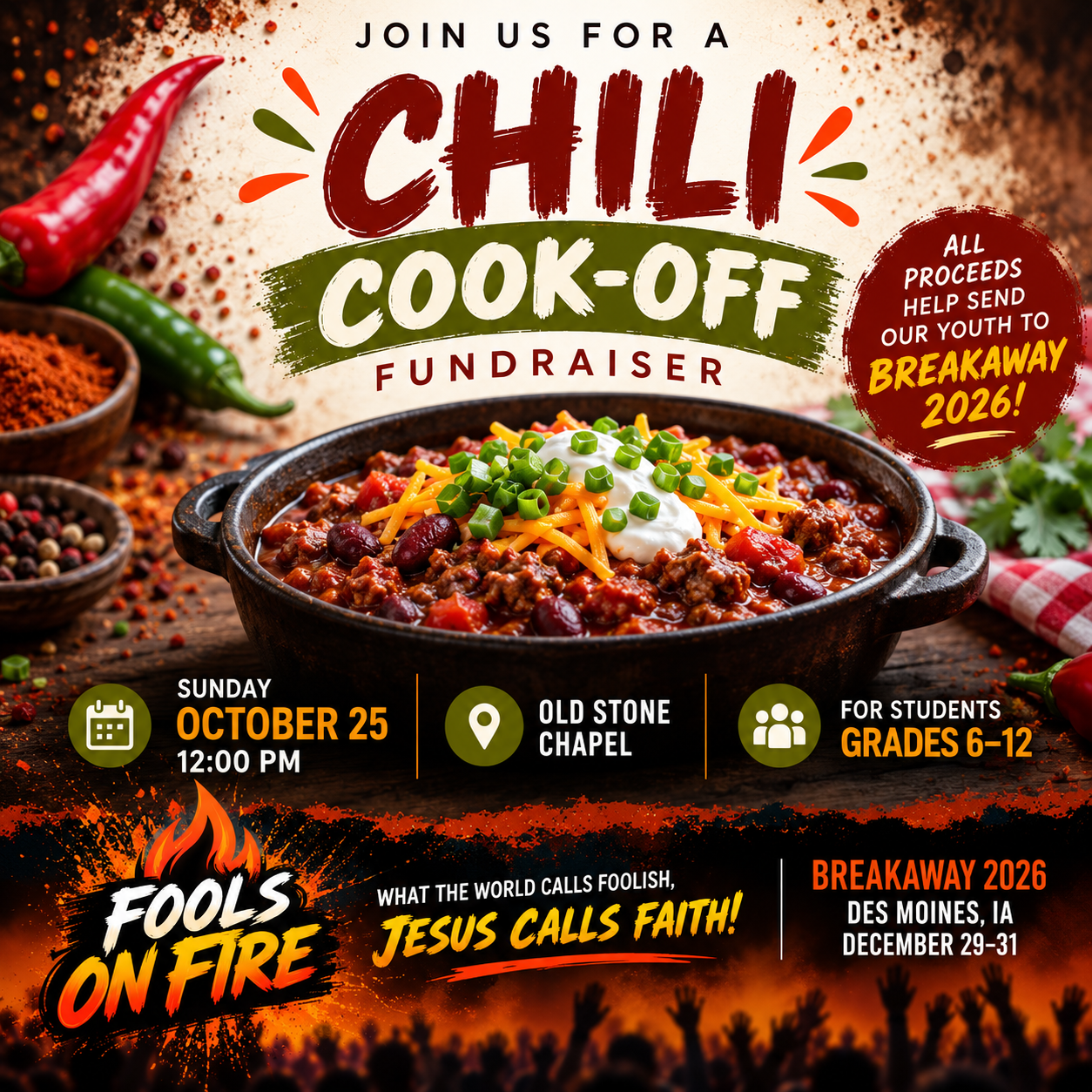 Chili Cook Off Youth Ministry Fundraiser