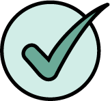 Checkmark inside a light blue circle