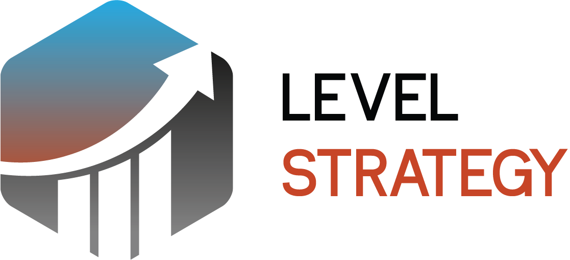 Level Strategy logo with text on dark background