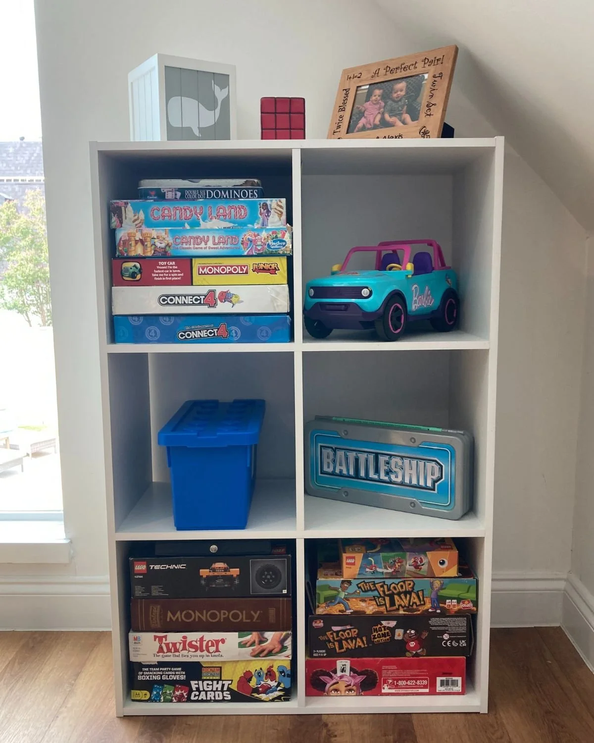 an organized playroom cube
