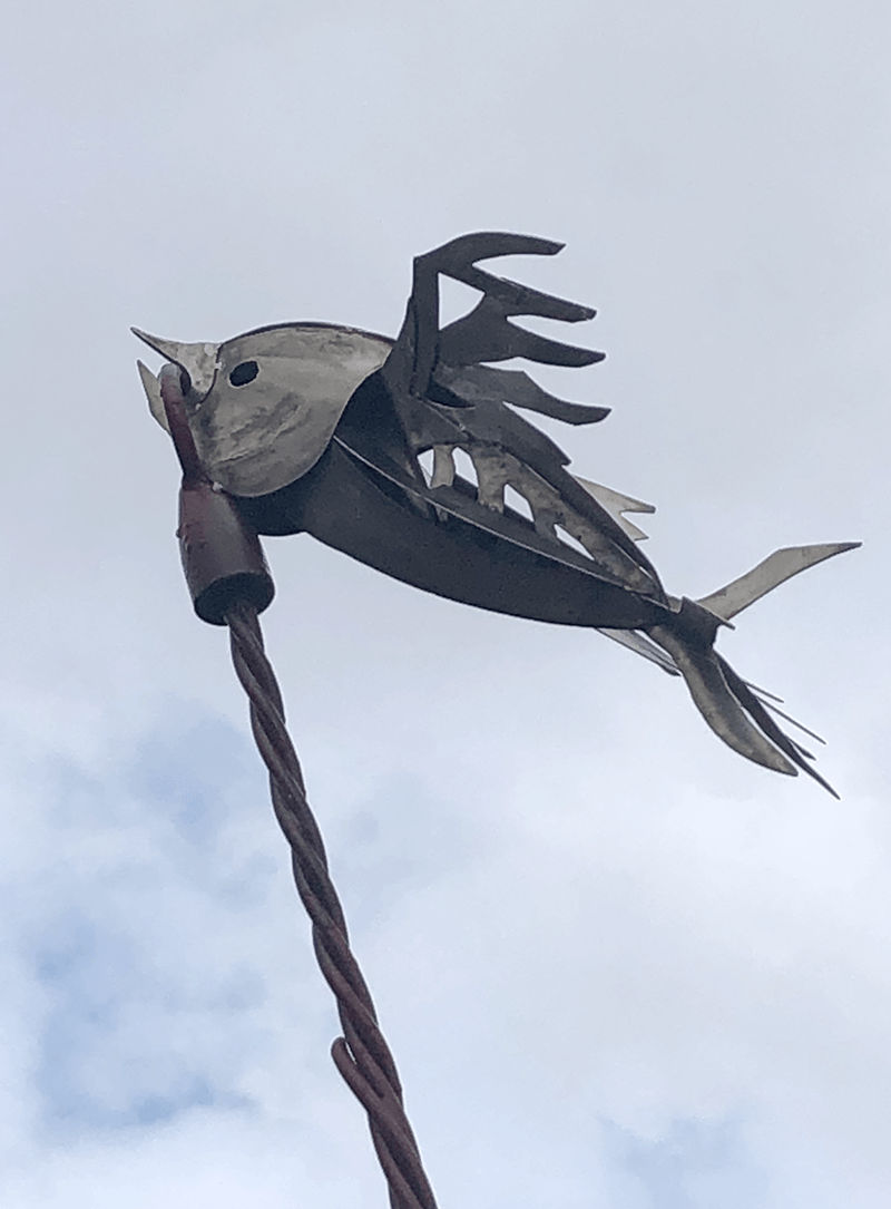 Birdfish (2017), stainless and mild steel (detail of larger sculpture)